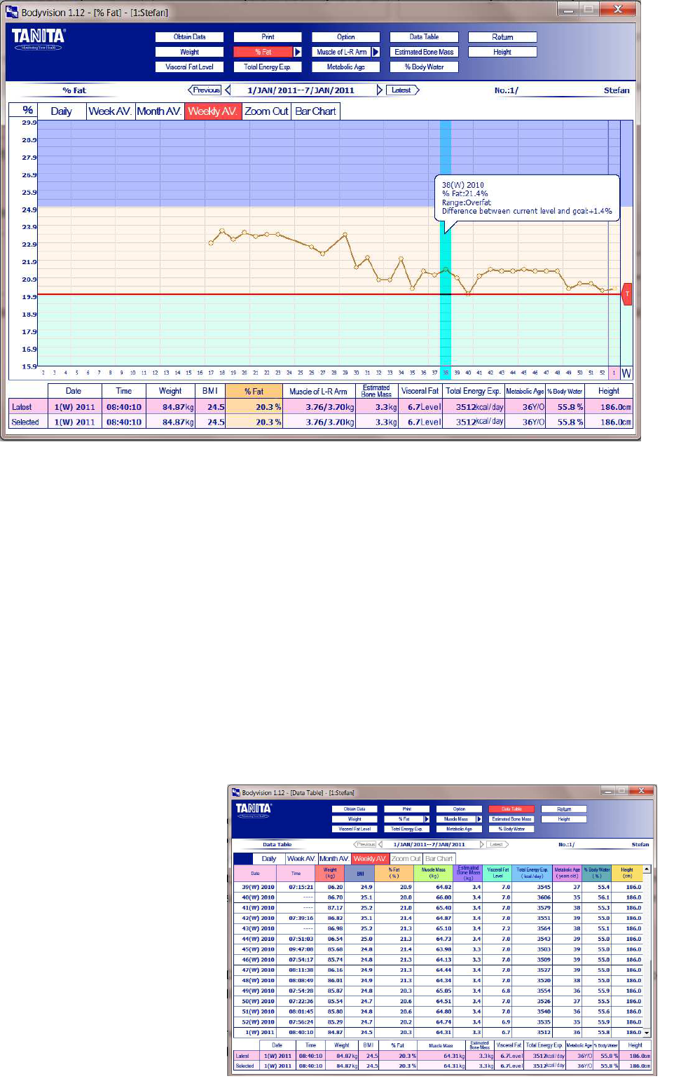 Tanita Scale Readings Chart