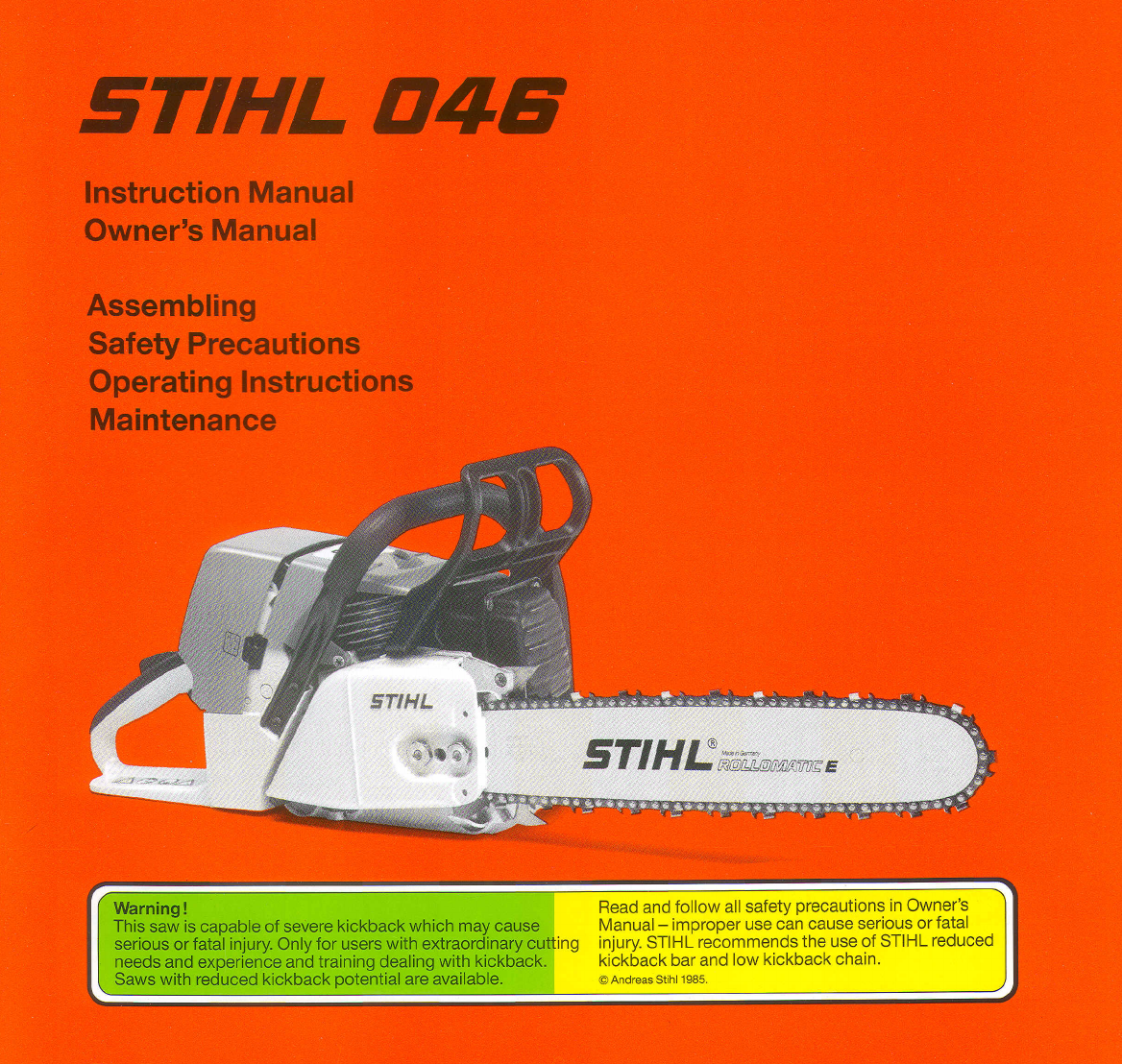 Stihl 046 Magnum Chainsaw Complete Service Workshop Repair Manual 