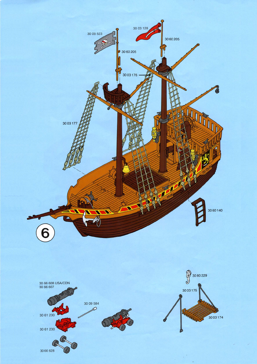 Playmobil Piratenschiff 3750 3550 Segel Mitte Ersatzteil 